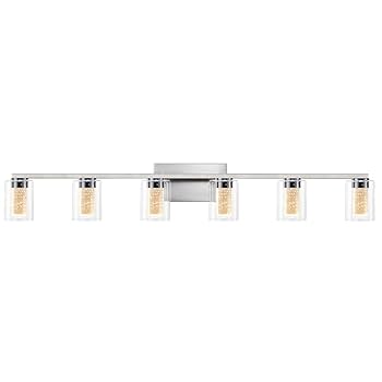 SADENICEL 6 Light Brushed Nickel Bathroom Light Fixtures